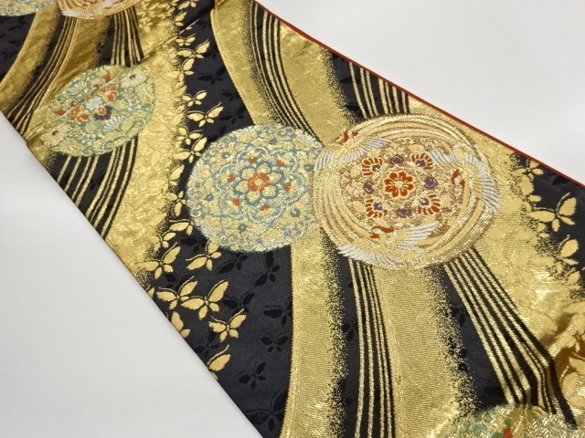 JAPANESE FUKURO OBI / WOVEN FLOWER & BIRD